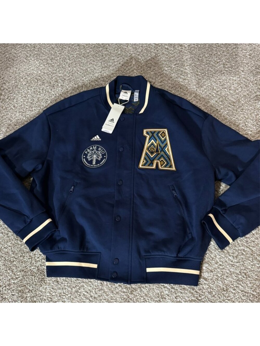Adidas x FARM Rio Collegiate Jacket Womens M Night Indigo AEROREADY NWT JE9219